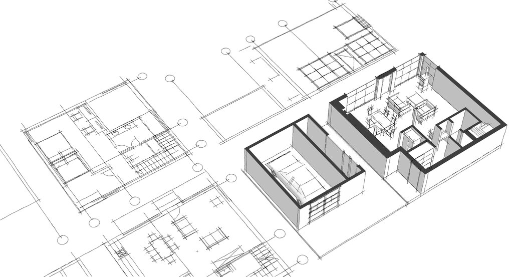 Perspectivas de plantas de cobertura detalhadas para visualização de áreas residenciais.